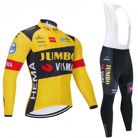 Tenue Cycliste Manches Longues et Collant à Bretelles 2020 Team Jumbo-Visma N001
